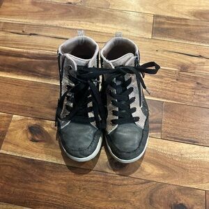 Sketchers sparkle pink & black High-Top Sneakers with Black Laces 5.5